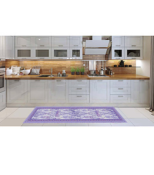 Лилава пътека с принт 180х52 см снимка