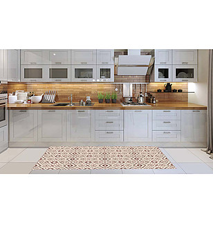 Пътека с принт в бежово и кафяво 180х52 см снимка