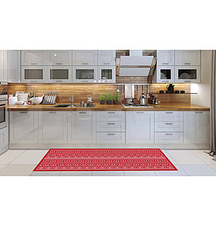 Червена пътека с коледен принт 180х52 см снимка