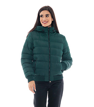 Зимно дамско яке в тъмнозелено Zefira снимка