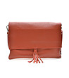 Кожена дамска чанта в оранжево Sara-1 снимка