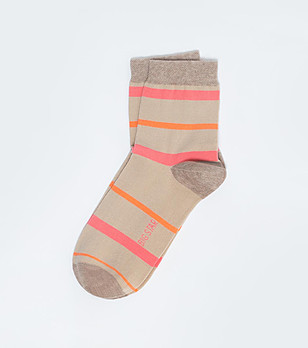 Бежови дамски чорапи на райе Lulu снимка