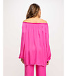 Oversize сатенена розова дамска блуза-1 снимка
