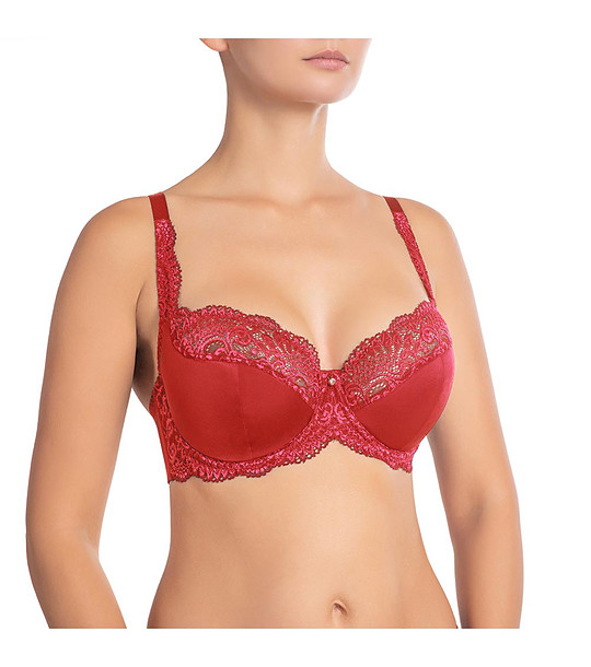 Червен сутиен с полумеки чашки Viktoria снимка
