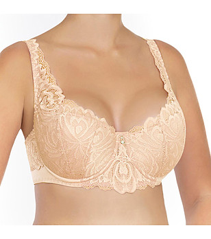 Сутиен в цвят кайсия с твърди чашки с дантела Jasmine снимка