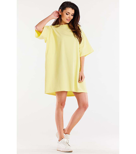 Овърсайз памучна рокля в жълт нюанс снимка