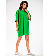 Памучна овърсайз рокля в зелен нюанс-4 снимка