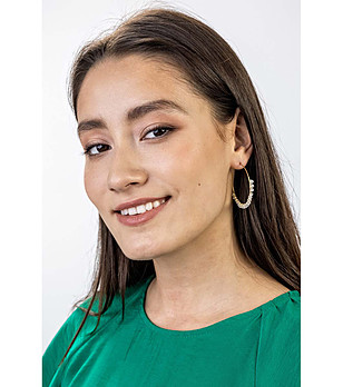 Златисти дамски обеци с кристали Naomi снимка