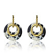 Дамски златисти обеци с елемент в черно и бяло Earrings-1 снимка