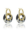 Дамски златисти обеци с елемент в черно и бяло Earrings-2 снимка