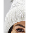 Бяла дамска шапка с кафяв помпон Irra-3 снимка