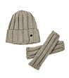 Бежов unisex сет от шапка и ръкавици-0 снимка