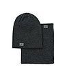 Unisex комплект от шапка и шал в цвят графит-0 снимка
