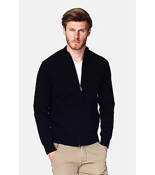 Черна мъжка жилетка с кашмир Jiulien снимка