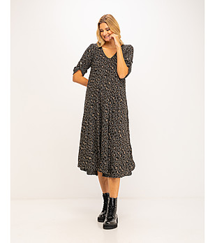 Рокля в сиво с леопардов принт Tilina снимка