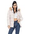 Дамско яке в светлобежово с пух Alfina-0 снимка