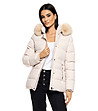 Дамско зимно яке в светлобежово с пух при качулката Carian-1 снимка