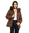 Дамско зимно яке в кафяво с пух при качулката Carian-0 снимка