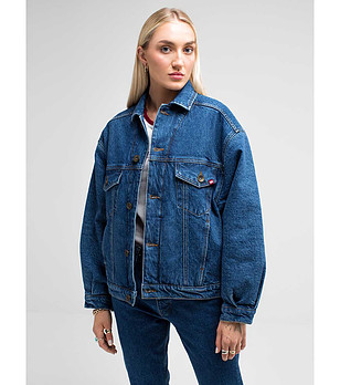 Синьо дамско дънково памучно яке Authentic снимка