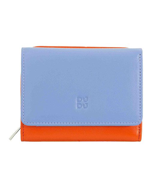 Кожен портфейл в светлосиньо и оранжево Sharrie с RFID защита снимка