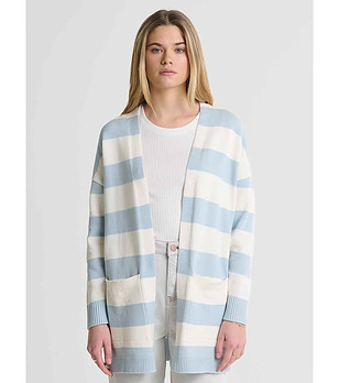 Дамска жилетка на райе в бяло и светлосиньо Marilla снимка