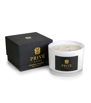 Бяла ароматна свещ Tobacco&Leather 420 гр снимка