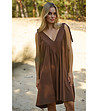 Кафява памучна oversize рокля Matyldana-3 снимка