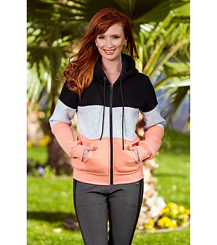 Дамски суитшърт в черно, сиво и цвят сьомга снимка