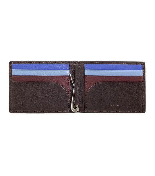 Мъжки портфейл от естествена кожа в бургунд с RFID защита снимка