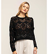 Черен ажурен дамски пуловер-0 снимка
