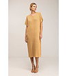 Оversize рокля от фино плетиво в цвят камел-2 снимка