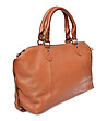 Голяма кожена дамска чанта в цвят коняк Paola-2 снимка