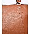 Голяма кожена дамска чанта в цвят коняк Paola-3 снимка