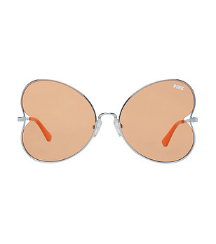 Сребристи слънчеви очила с нестандартни оранжеви лещи снимка