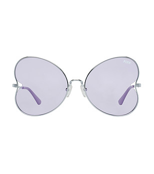 Сребристи слънчеви очила с нестандартни лилави лещи снимка
