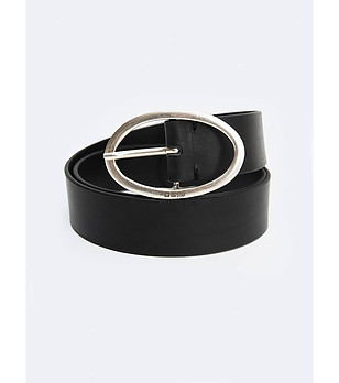 Дамски черен колан от естествена кожа снимка