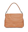 Дамска чанта от естествена кожа в цвят коняк Teti-1 снимка