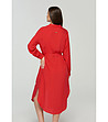 Червена миди рокля тип риза с копчета-1 снимка