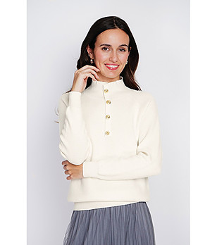 Дамски пуловери в екрю с кашмир и коприна Indiasa снимка