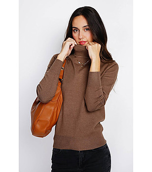 Дамски пуловер в кафяво с кашмир Neda снимка