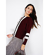 Дамски пуловер в бордо с контрастни кантове Arilyn-0 снимка
