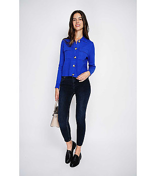 Дамска жилетка в кралскосиньо с кашмир Lonela снимка