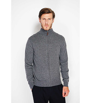 Mъжка жилетка с качулка в сиво Sam снимка