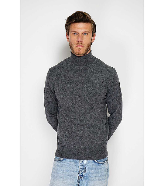 Мъжки пуловер в цвят графит с коприна и кашмир Rick снимка