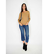 Дамски пуловер в цвят камел с коприна и кашмир-1 снимка