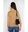 Дамски пуловер в цвят камел с коприна и кашмир-2 снимка