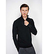 Черен мъжки пуловер с висока яка-0 снимка