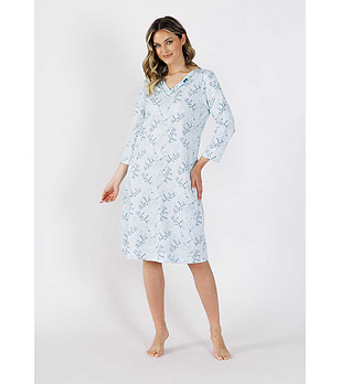 Памучна нощница в цвят мента с принт Zulen снимка