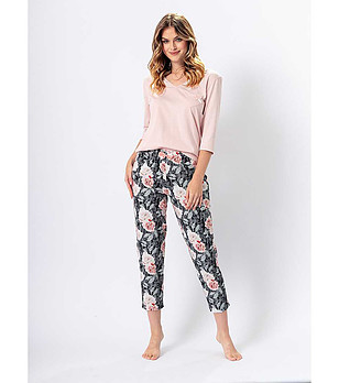 Дамска пижама в розово с принт при долнището Julia снимка