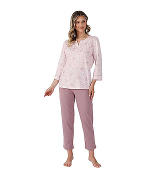 Памучна дамска пижама в цвят розова пудра Timea снимка